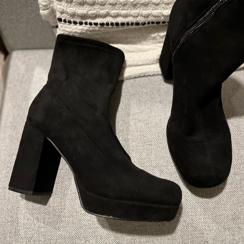 Urban Outfitters black suede booties.